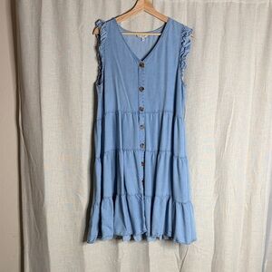 Hayden size L Blue Sleeveless Button-Down Dress